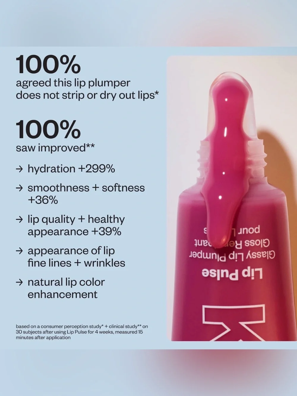 KOSAS Lip Pulse Glassy Lip Plumper Gloss Aura Flare clear with iridescent pink